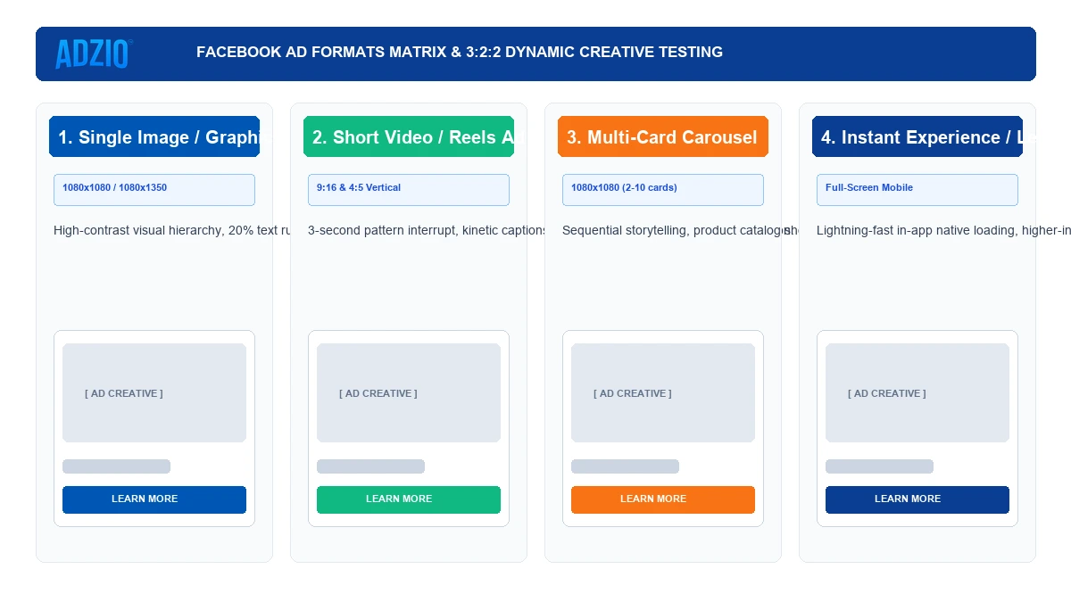 Facebook Ad Formats and 3:2:2 Dynamic Creative Testing by AdZio