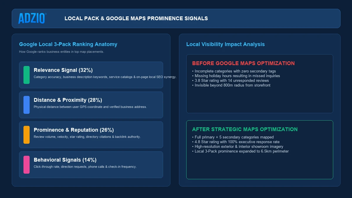 Local Pack and Google Maps Prominence Signals Analysis