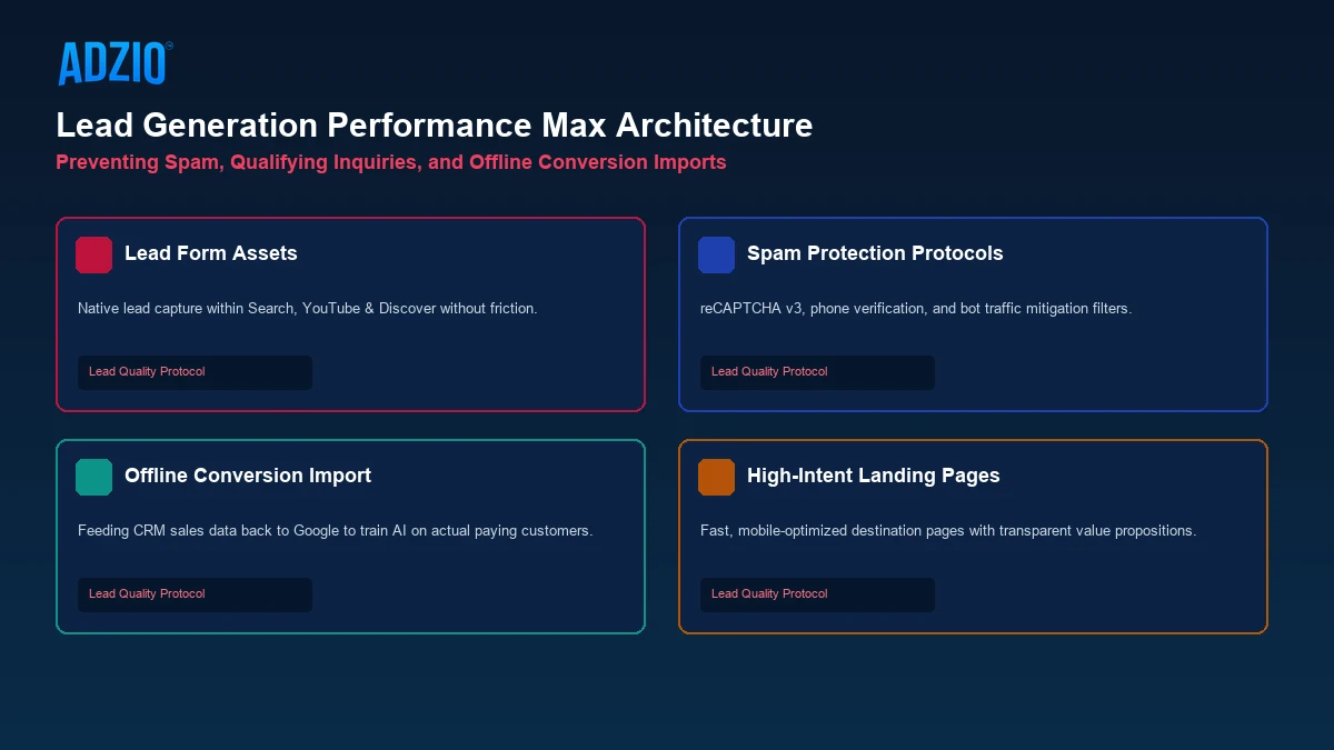 Lead Generation Performance Max Architecture and Spam Protection by AdZio