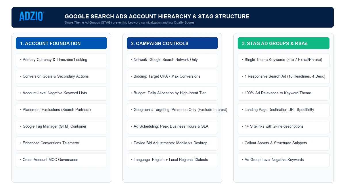 Google Search Ads campaign structure and ad group hierarchy