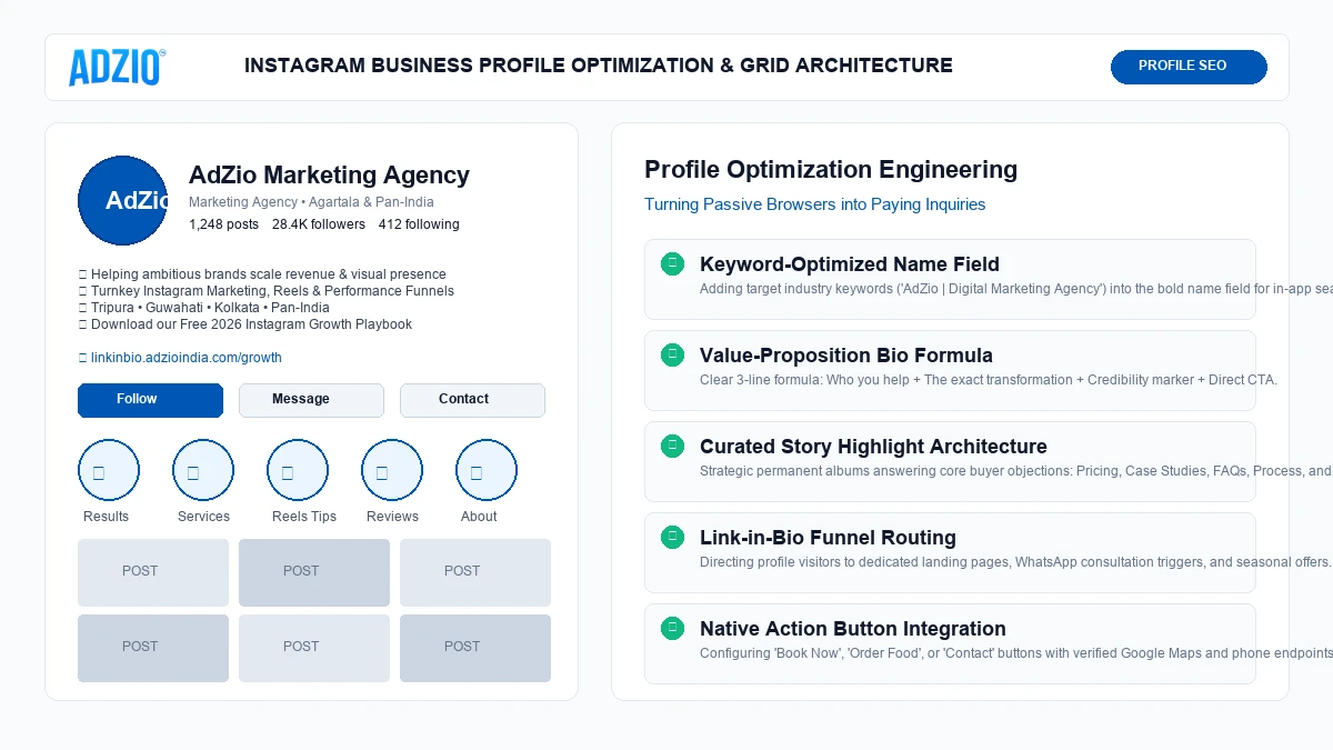Instagram Business Profile Optimization and Grid Architecture by AdZio