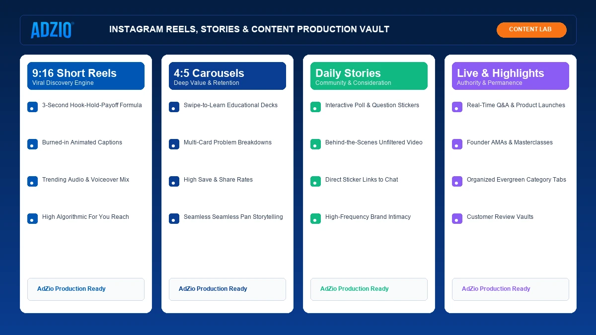 Instagram Content Formats: Reels, Stories, Carousels and Live by AdZio