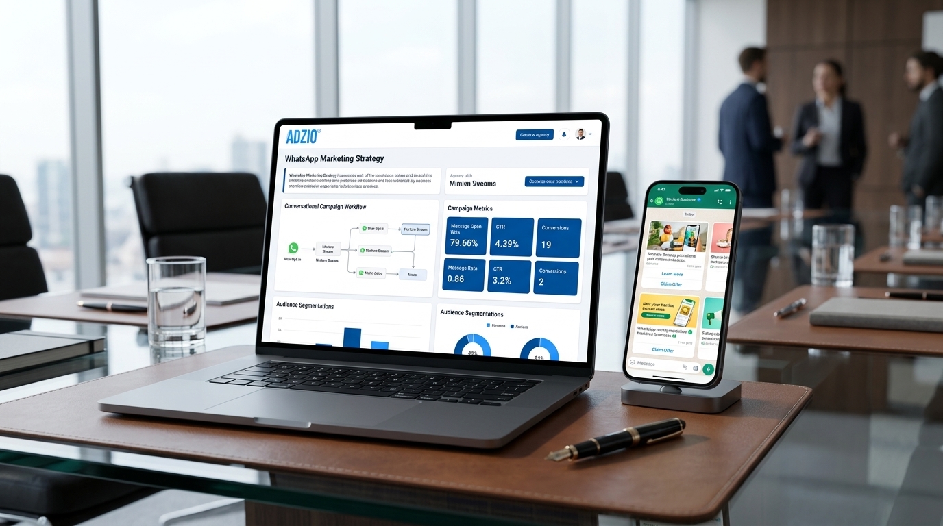 WhatsApp Marketing Channel Strategy and Conversational Campaign Dashboard by AdZio