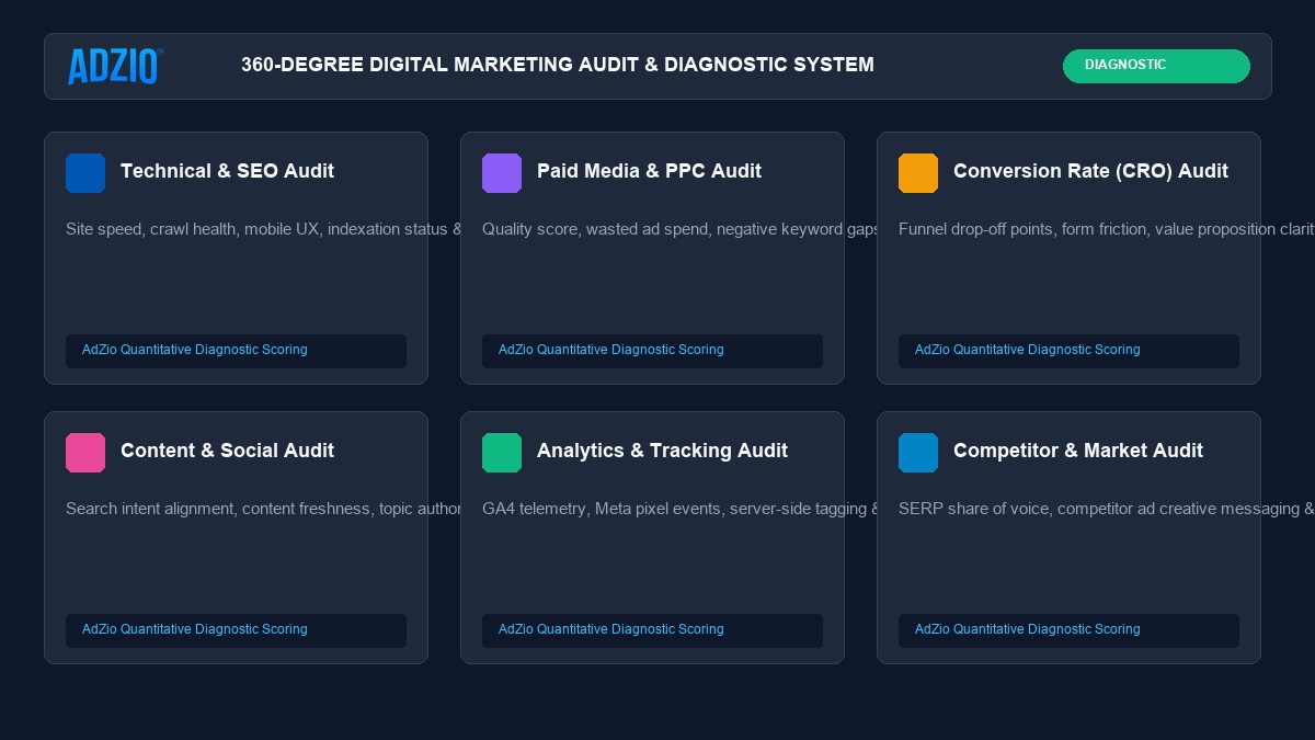 AdZio 360-Degree Digital Marketing Diagnostic Audit Framework