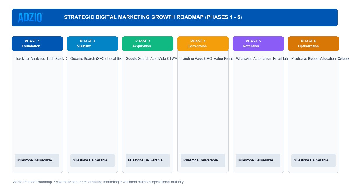 AdZio Strategic Digital Marketing Growth Roadmap Phasing Architecture