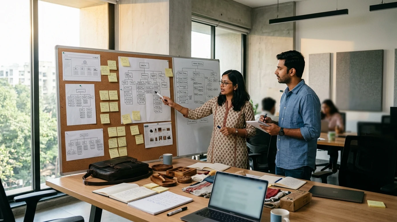 E-commerce SEO consultant and product manager analyzing website taxonomy and product catalog architecture