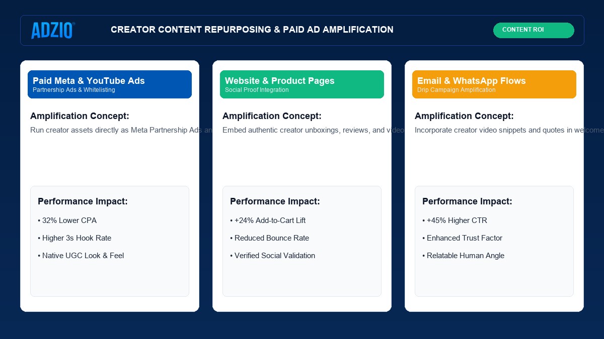 AdZio Creator Content Repurposing and Paid Whitelisting Framework