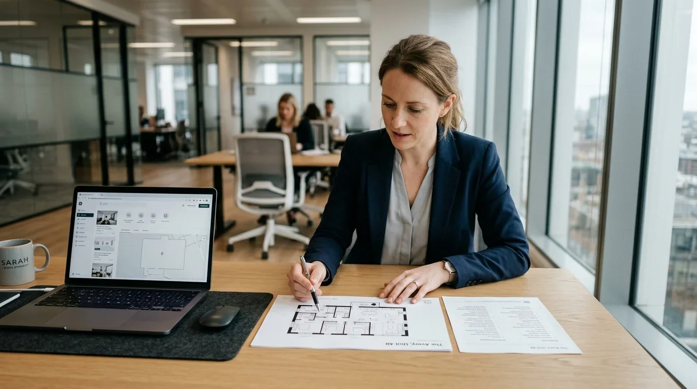 Real estate performance marketing consultant reviewing lead qualification parameters and CRM sales conversion workflows