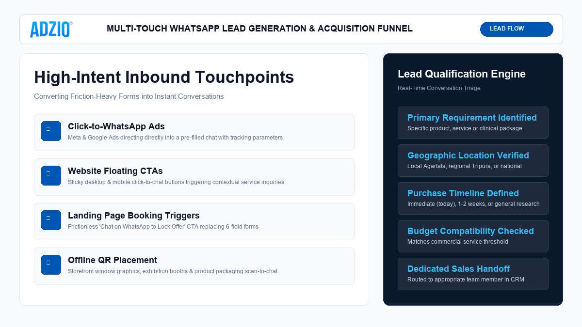 AdZio WhatsApp Lead Generation and Conversational Acquisition Funnel